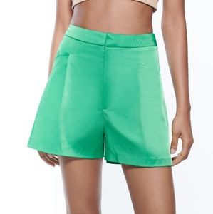 ZARA Satin Shorts Green